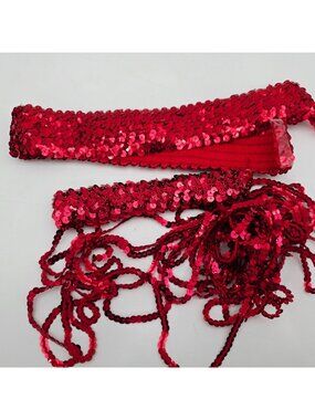 Red Sequin Stretch Trim Ribbon Crafting Supplies 1/4" to 2.5 Inches Wide